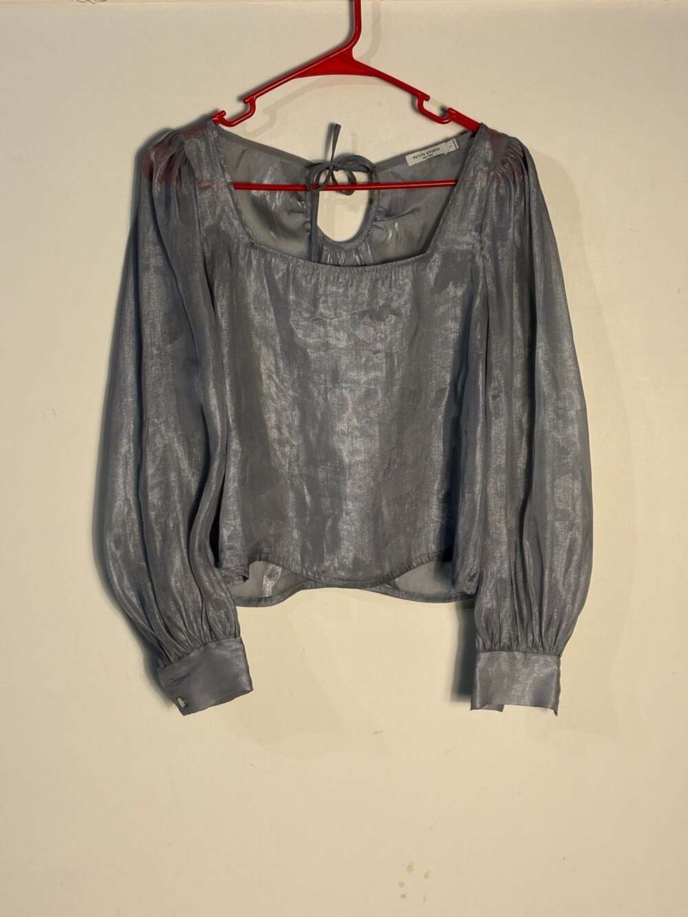 011-0020 Petite Studio Kendra Long Sleeve Shimmer Blouse